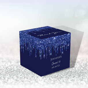 Tack för att du fick 16 marinblå vita glitter presentaskar