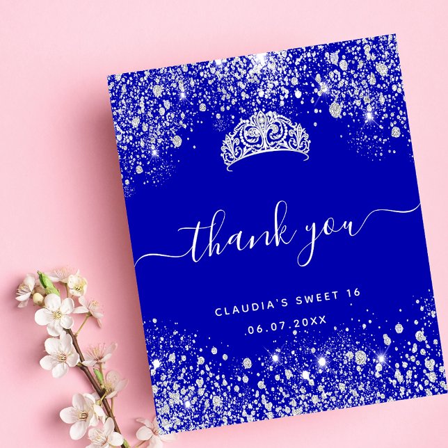 Tack för att du fick 16 royal blå glitter-budget (Skapare uppladdad)