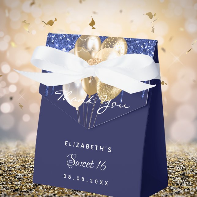 Tack för att du fick 16 sjöblå guld-ballonger presentaskar (Skapare uppladdad)