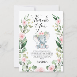 Tack för att du fick blommigten, elefant, babykläd inbjudningar