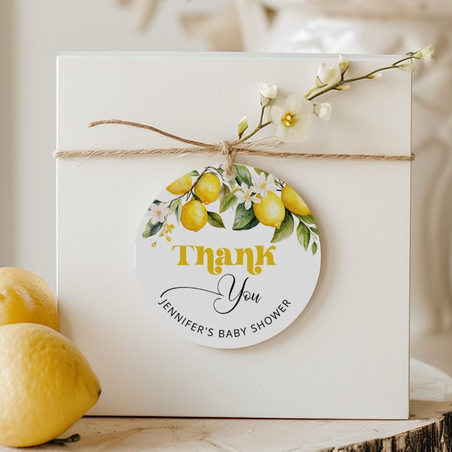 Tack för att du fick en bebisdusch i Lemon-mediter Gåvor Etiketter (Skapare uppladdad)