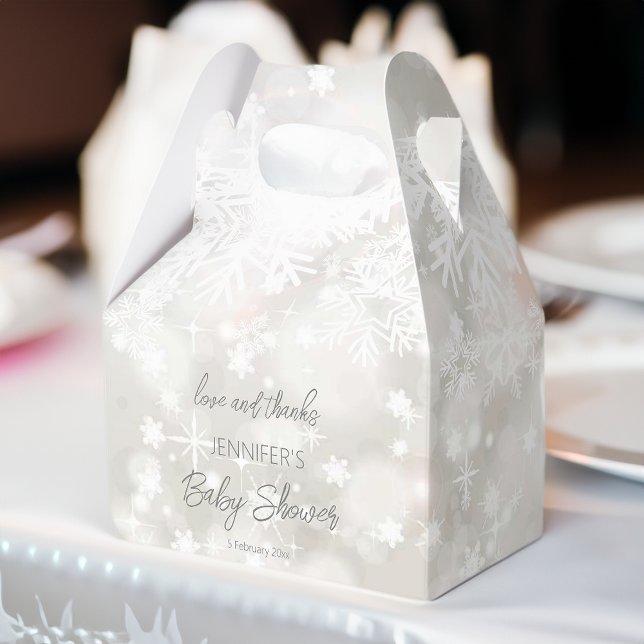 Tack för att du fick en färg-babydusch. presentaskar (Snowy pastel winter baby shower favor gift bxes)