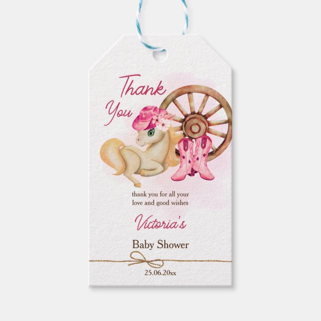 Tack för att du fick en liten cowgirl. presentetikett (Framsidan)