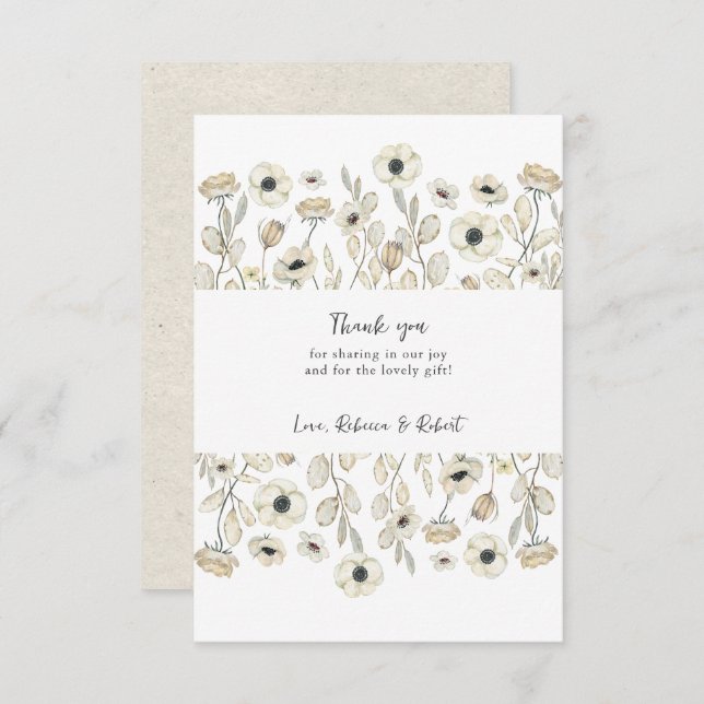 Tack för att du fick ett kort med en enkel vit Blo (Fram/baksida)