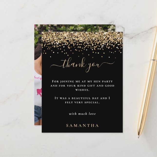 Tack för att du fick Guld Glitter Photo Hen Party  (Fram/Back In Situ)