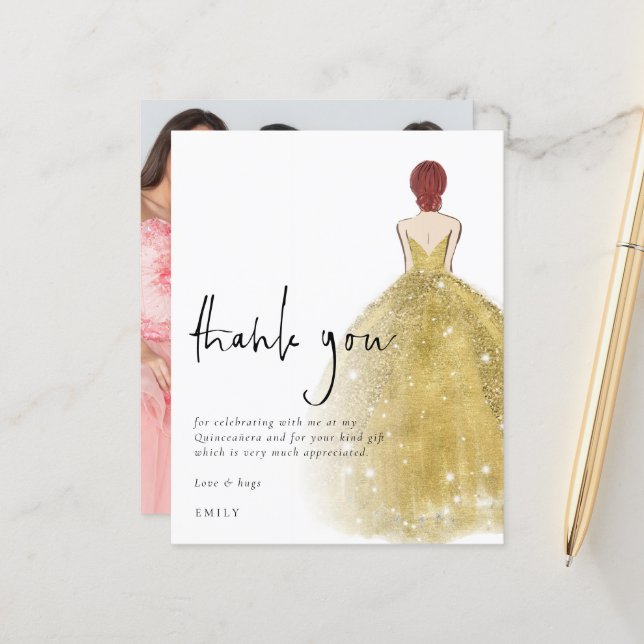 Tack för att du fick Guld Gown Photo Auburn Quince (Fram/Back In Situ)