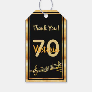 Tack för att du fick musik noter svart guld namn presentetikett