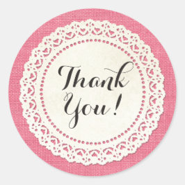 Tack för att du fick Rustit Country Lace Doily på  Runt Klistermärke