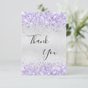 Tack för att du fick silver lila glitter kort