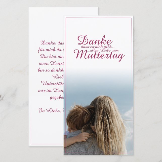 Tack för att du finns, mors dag, mamma & barn (Fram/baksida)