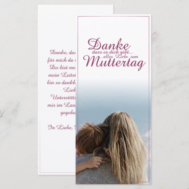 Tack för att du finns, mors dag, mamma & barn (Fram/baksida)