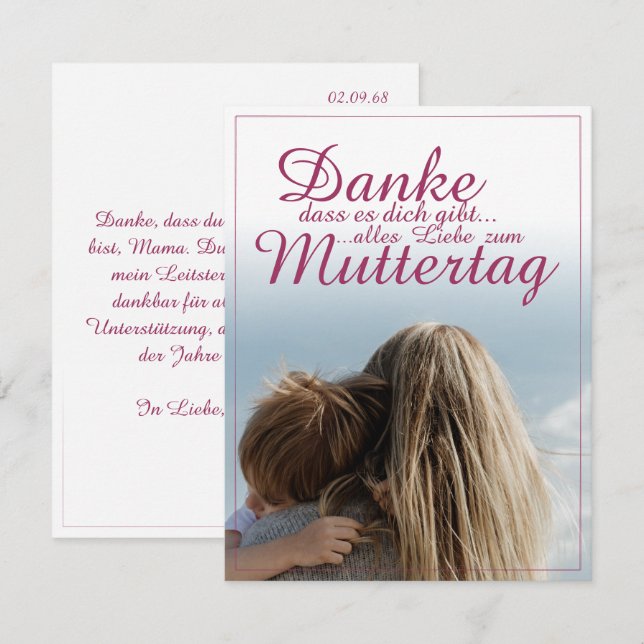 Tack för att du finns, mors dag, mamma & barn (Fram/baksida)