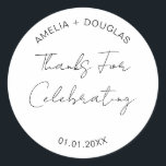 Tack för att du firar Bröllop välkomstfack Runt Klistermärke<br><div class="desc">Tack för att du firar Bröllop välkomstskylt för Snack Bag Classic Round Sticker</div>