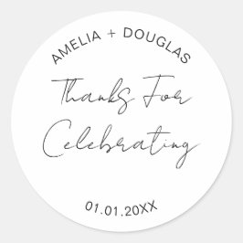 Tack för att du firar Bröllop välkomstfack Runt Klistermärke
