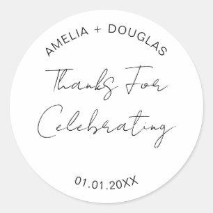 Tack för att du firar Bröllop välkomstfack Runt Klistermärke