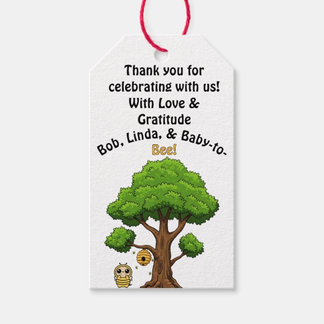 Tack för att du firar med oss - Biepresentetikette Presentetikett (Framsidan)