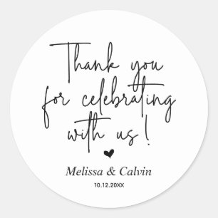 Tack för att du firar med oss Bröllop Sticker Runt Klistermärke