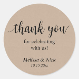 Tack för att du firar med oss Bröllop Sticker Runt Klistermärke