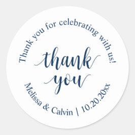 Tack för att du firar med oss Bröllop Sticker Runt Klistermärke