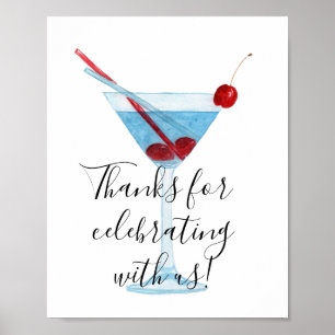 Tack för att du firar med oss Cocktail Glass Wall Poster