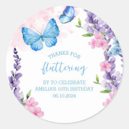 Tack för att du flödar i Butterflies Birthday Runt Klistermärke