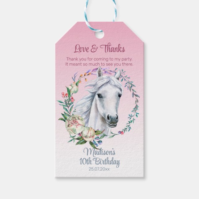 Tack för att du fyller år på hästar presentetikett (Framsidan)