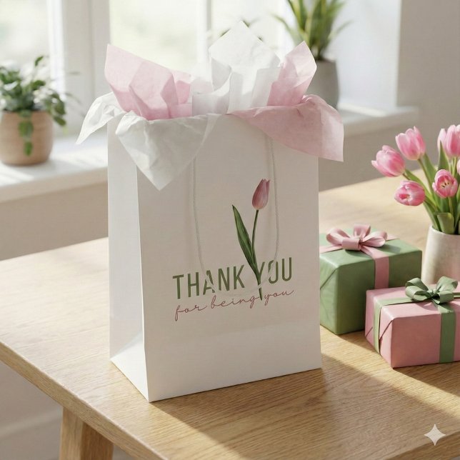 Tack för att du ger dig själv (Show your gratitude with this, "Thank you for being you" tulip gift bag! )
