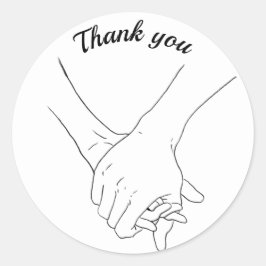 Tack för att du håller händer i teckning runt klistermärke