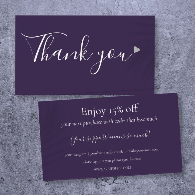 Tack För Att Du Handlar Purple Rabattkort Visitkort (Thank You For Shopping Purple Discount Card)