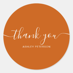 Tack för att du har bränt orange för typografisk e runt klistermärke