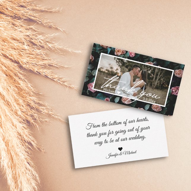 Tack för att du har bröllop fotomodern handskrifts anteckningskort (Skapare uppladdad)