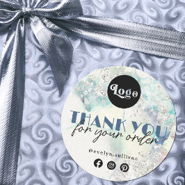 Tack för att du har dekaler, silver glitter runt klistermärke