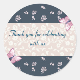 Tack för att du har en blå rosa runt klistermärke