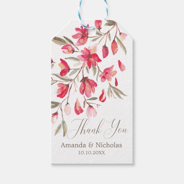 Tack för att du har en fin rosa bröllop presentetikett (Framsidan)