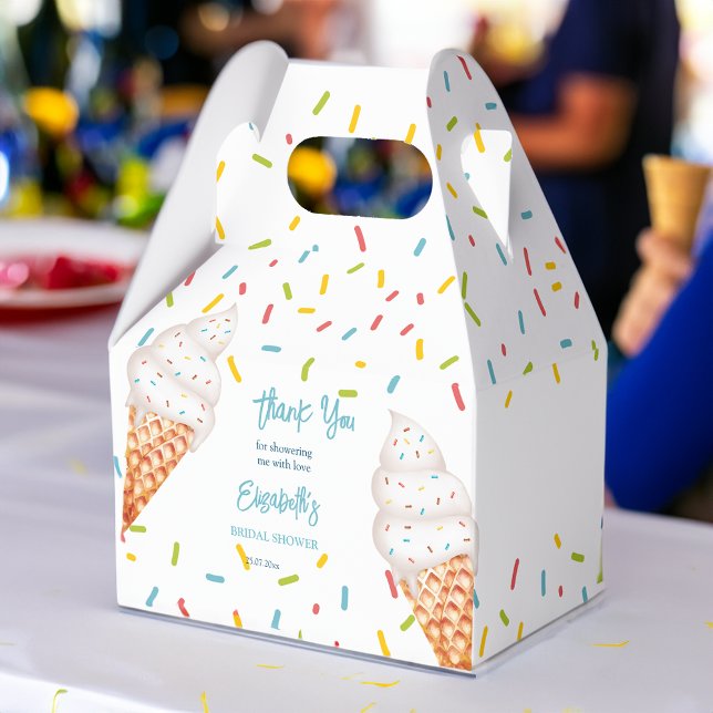 Tack för att du har en möhippa med glass presentaskar (Scooped up ice cream bridal shower thank you favor box)