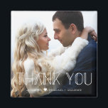 Tack för att du har en vit trendtypografi i bröllo magnet<br><div class="desc">elegant tack för att du har en vit trendtypografi av fotomagnet i bröllop</div>