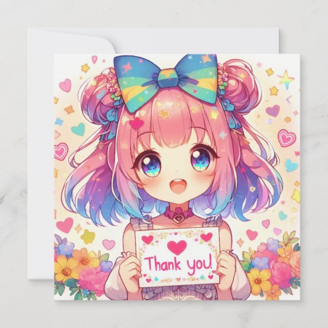 Tack för att du har ett Anime-flickkort Julkort (Framsida)
