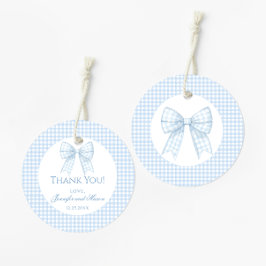 Tack för att du har fått blåbuskgingham pojke gåvor etiketter