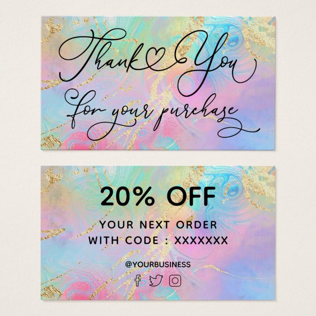 Tack för att du har köpt vätskemarmor visitkort (Framsida & baksida)