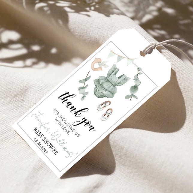 Tack för att du har märkre med gröntens eucalyptus presentetikett (Skapare uppladdad)