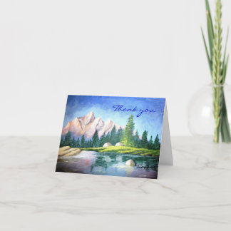 Tack för att du har Rosa Mountain Painting Note Ca Kort