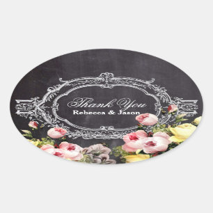 Tack för att du har vintage blommor i kalkylbrädet ovalt klistermärke