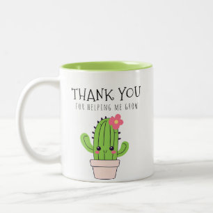 Tack för att du hjälper mig att växa, cactus grönt Två-Tonad mugg