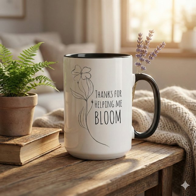 Tack för att du hjälpte mig Bloom Mugg (Thank someone special with this, "Thanks for helping me bloom" mug! )