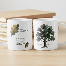 Tack för att du hjälpte mig växa Vattenfärg Ek Trä Kaffemugg