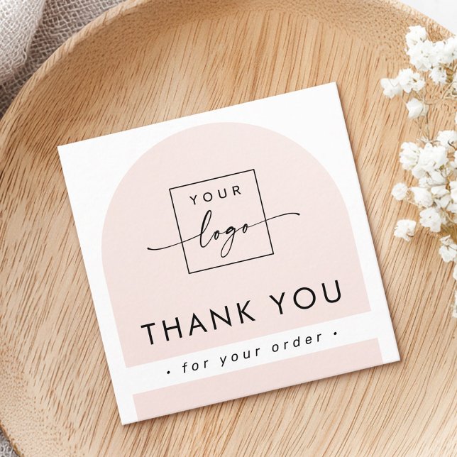Tack för att du infogar Arch Light  rosa Fyrkantigt Visitkort (Light blush pink arch business thank you insert card)