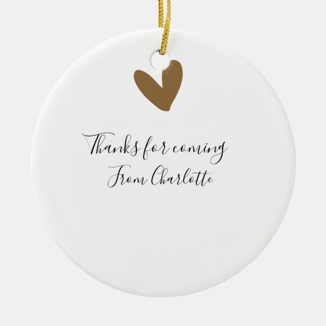 tack för att du kom add namn textmeddelande guld h julgransprydnad keramik (Framsidan)