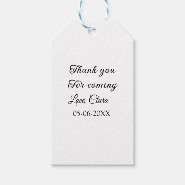 tack för att du kom add namn textmeddelande  presentetikett (Framsidan)