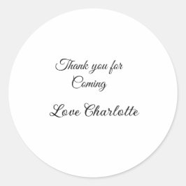 tack för att du kom add namn textmeddelande  runt klistermärke