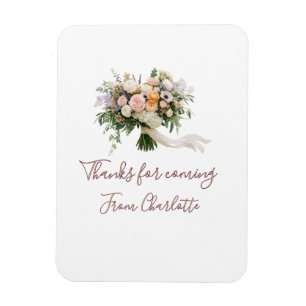 tack för att du kom blommig bukett grön blå namn m magnet